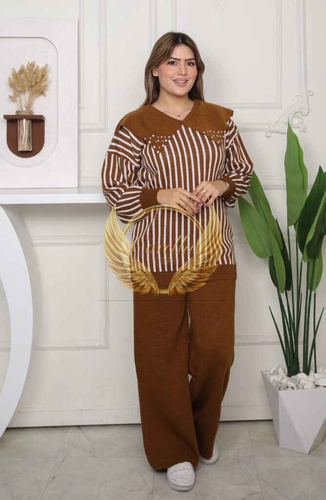 Ensemble laine rayé C04