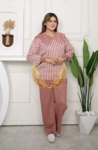 Ensemble laine rayé C04