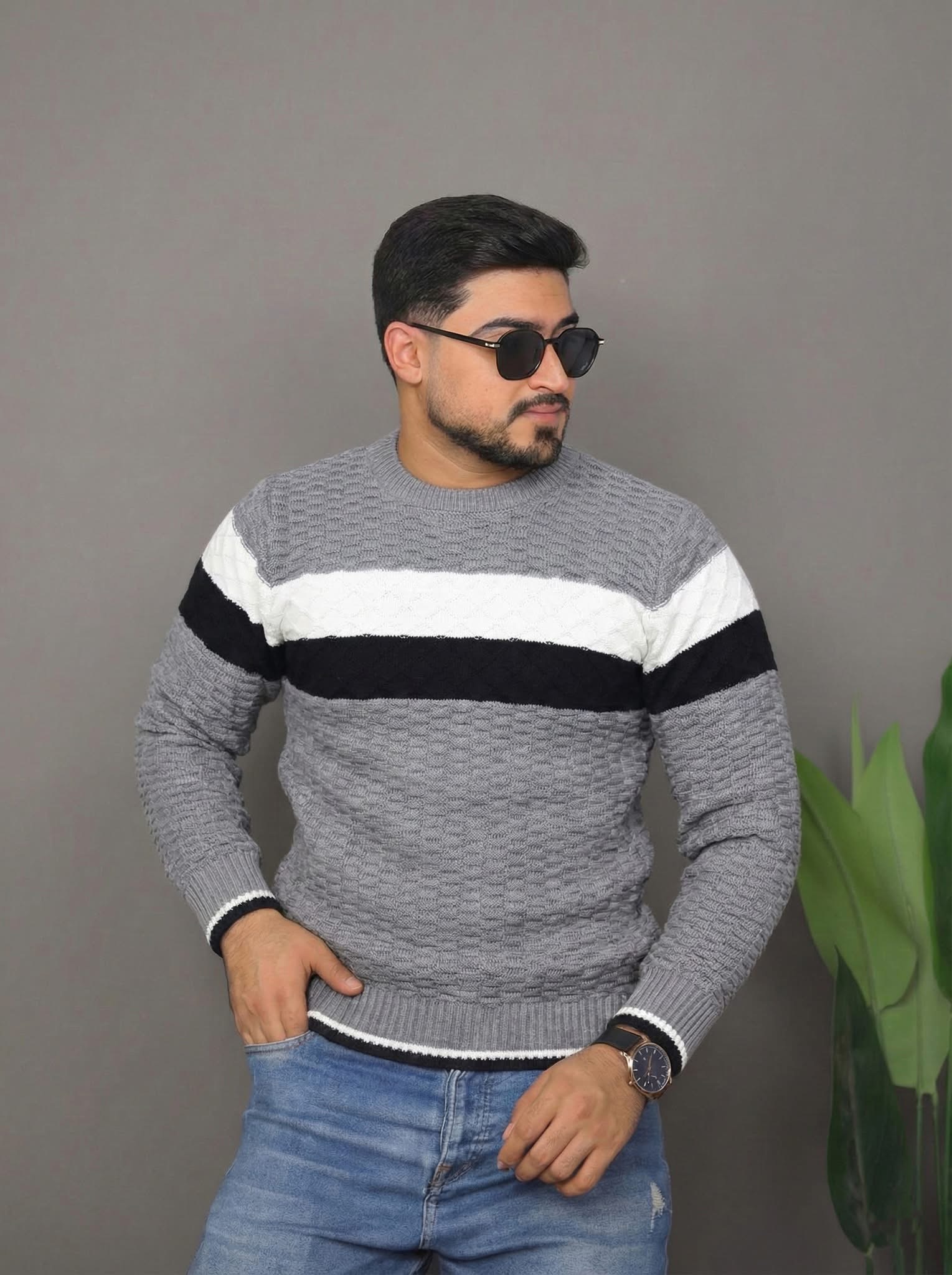 Pul rayé en tricot